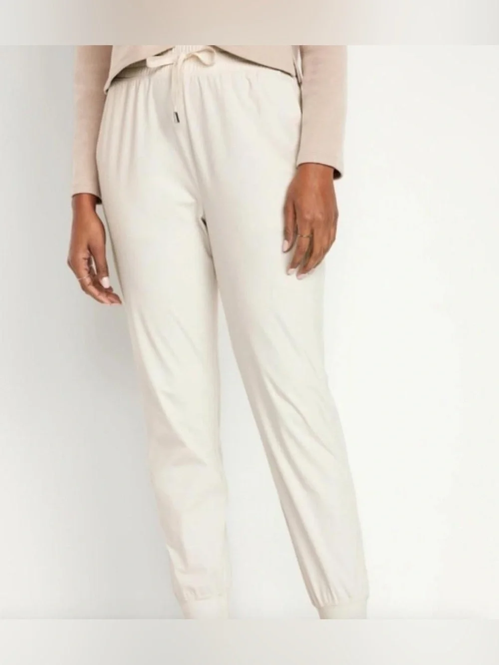 NWT Old Navy SleekTech Go Dry Active Joggers Women's Sz M Ivory High Rise - Picture 1 of 7